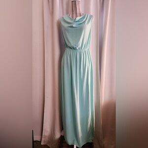 New/ Washed mint blue sky blue cowl neck v neck maxi dress